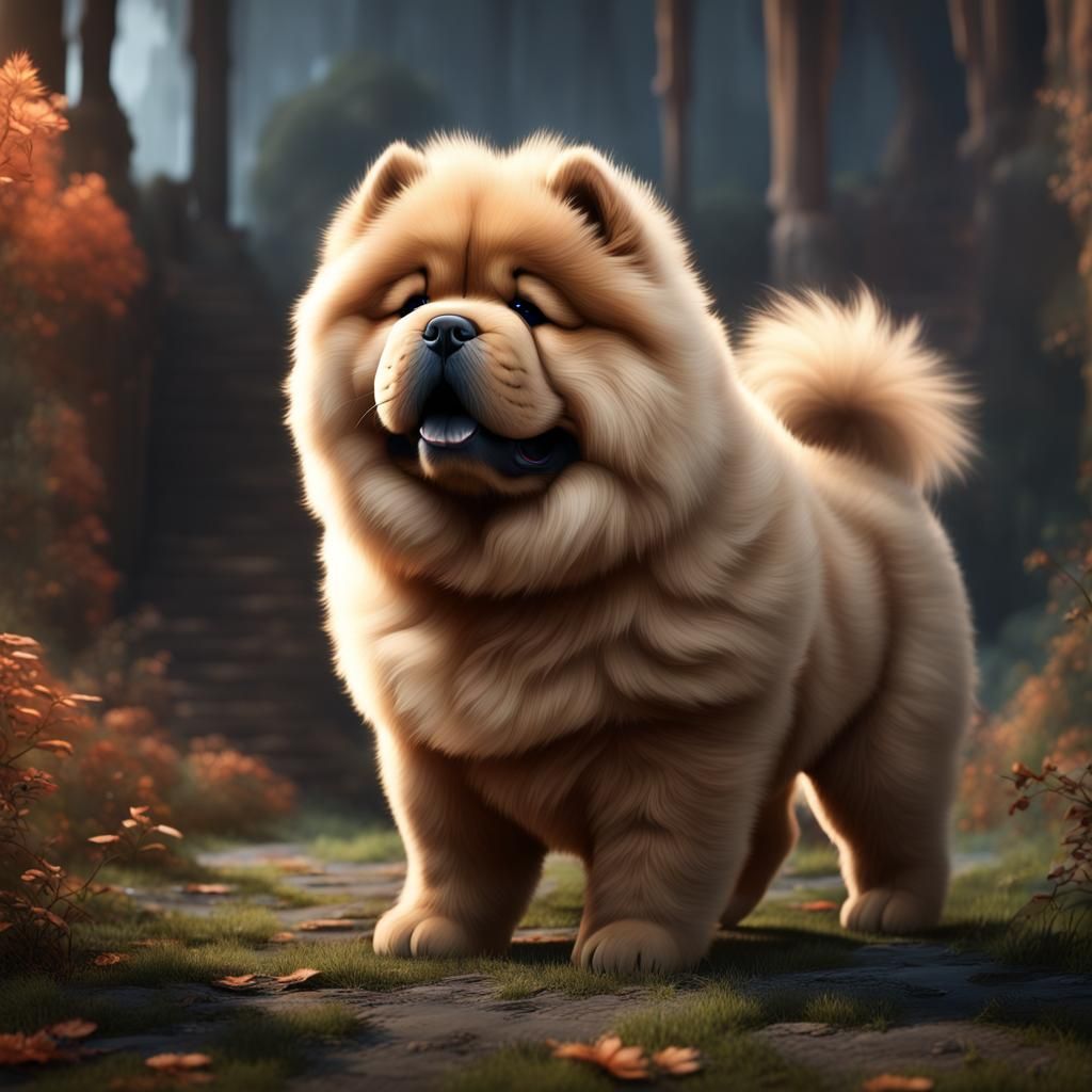 Fantastical Chow Chow Puppy Detailed Matte Painting