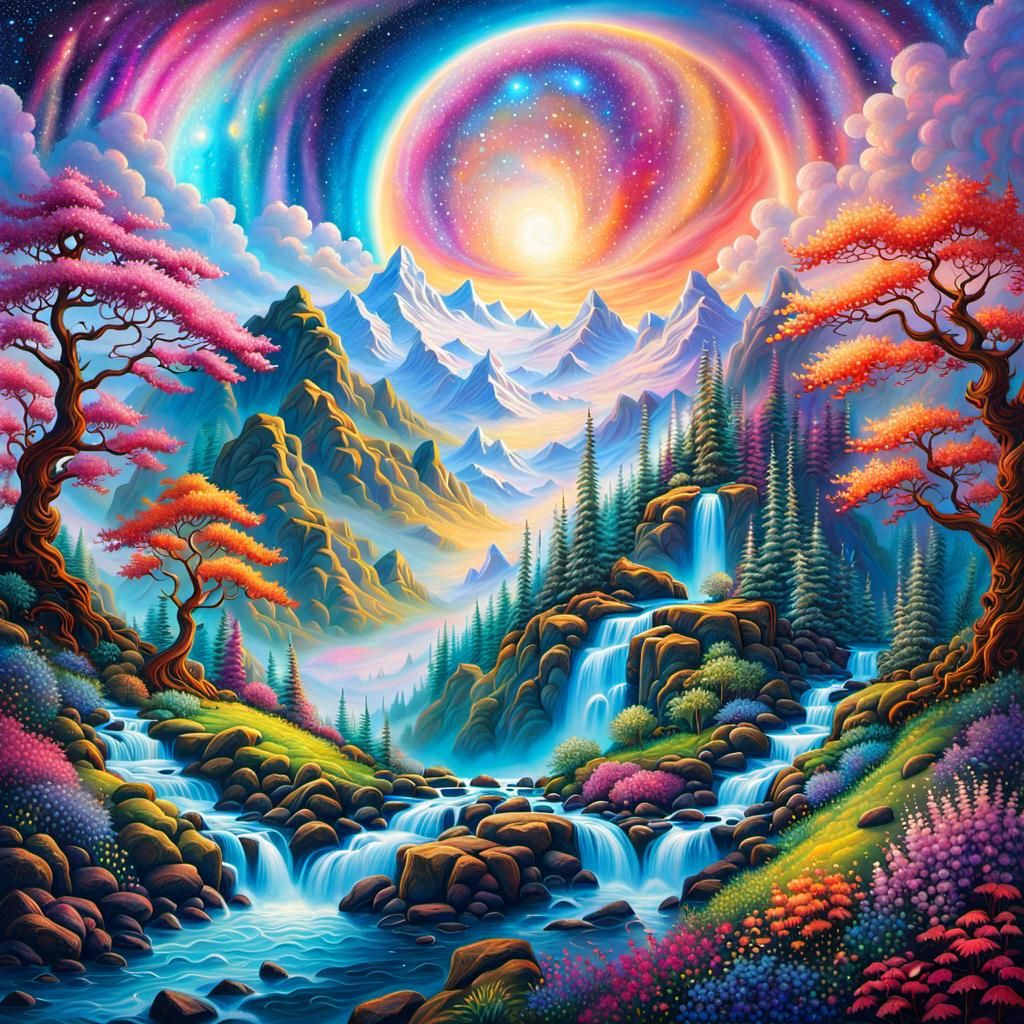 Holographic Cosmic Illustration in Mixed Media