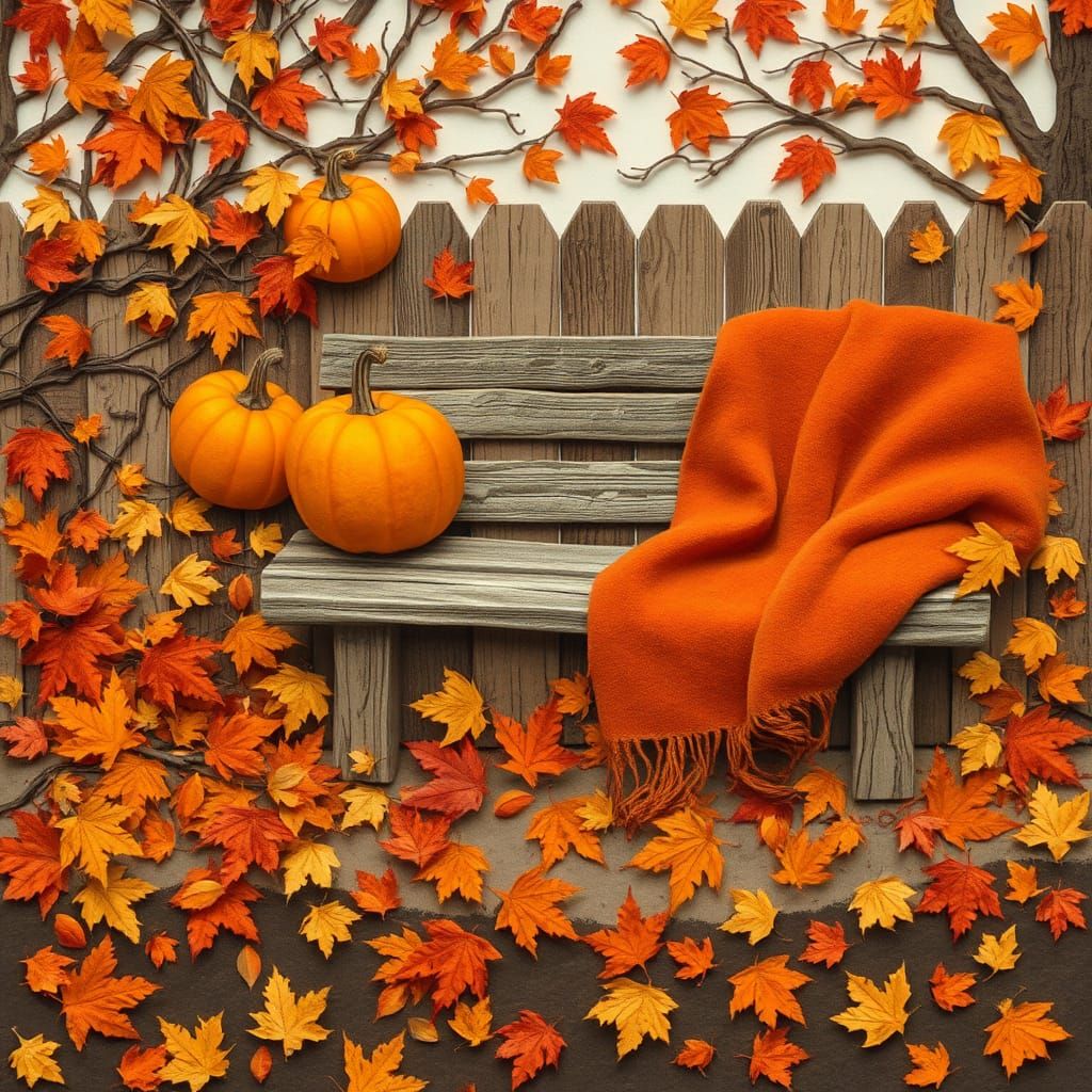 Autumn Landscape in Paper Collage Style