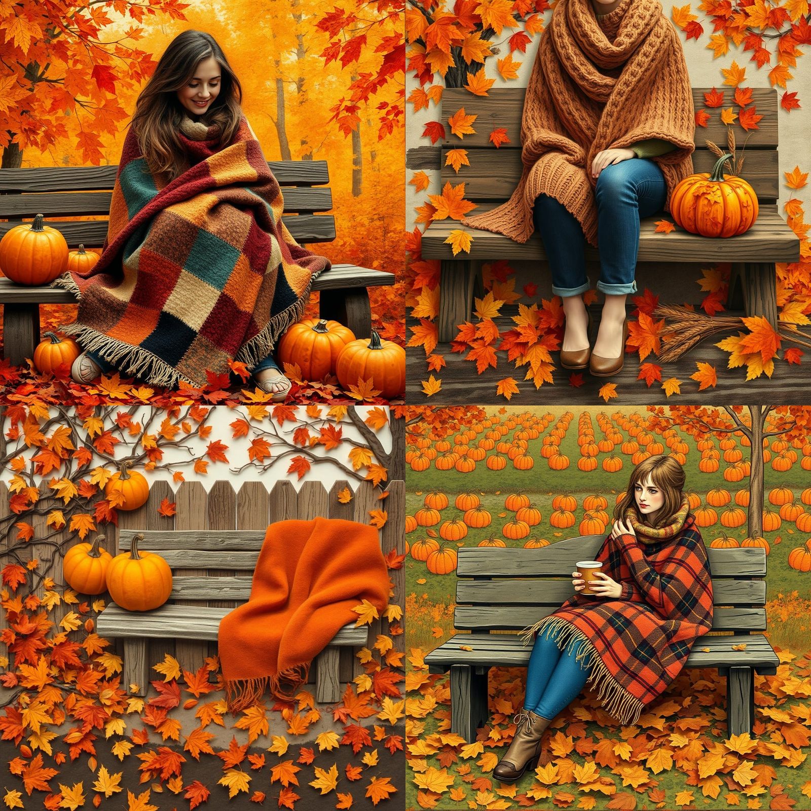 Autumn Scene in Paper Collage Style