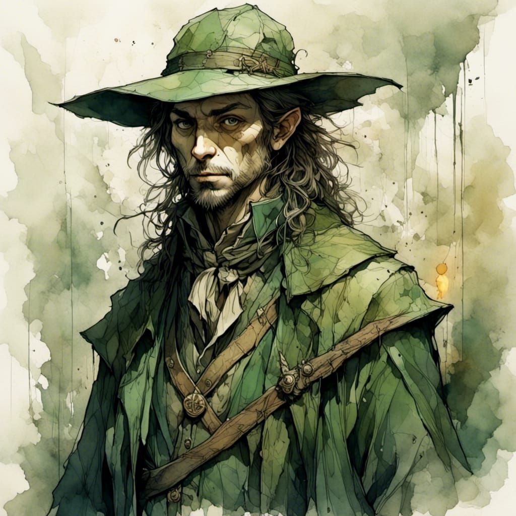 Hobbit in Dark Dungeon Corridor with Glowing Coin