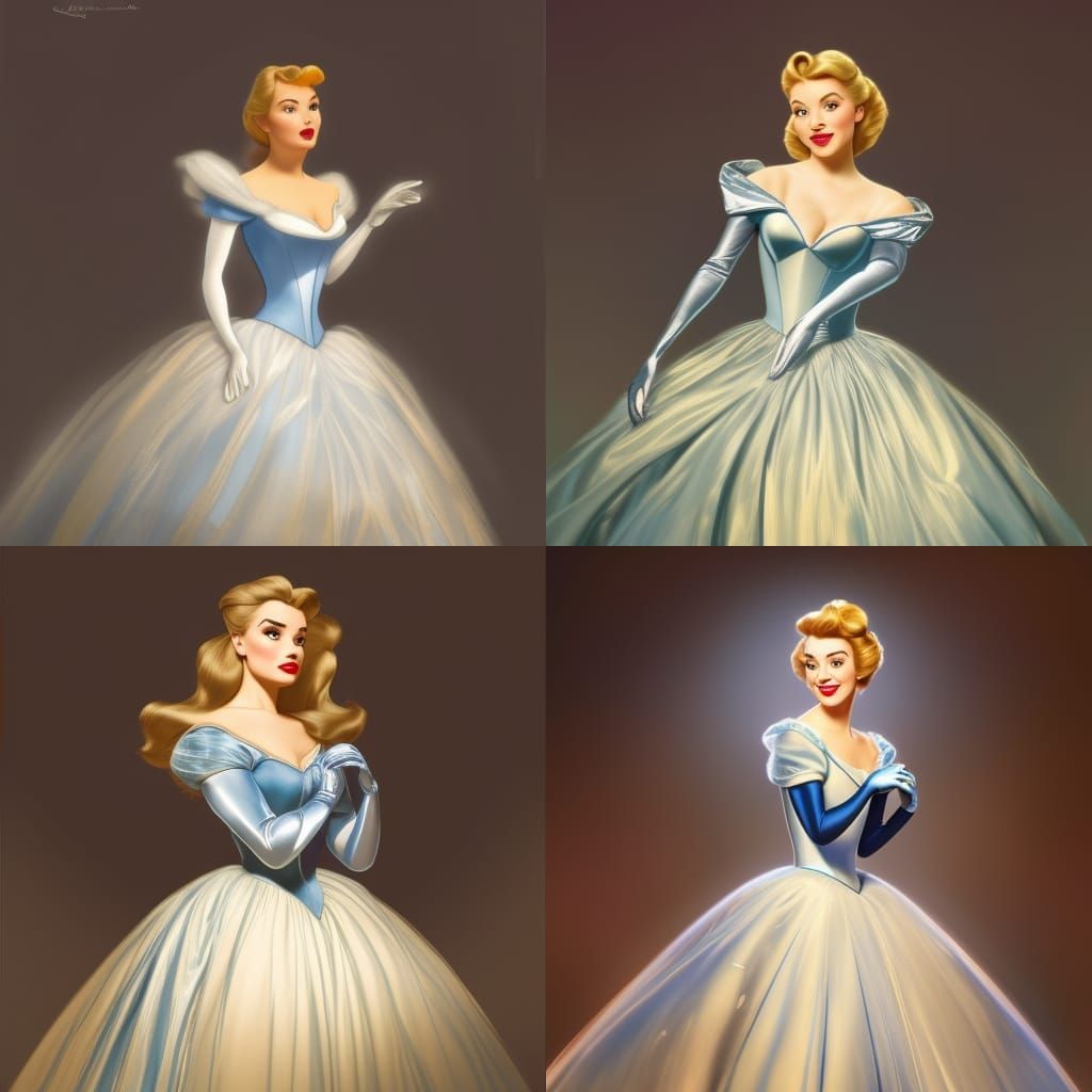Cinderella in Silver Ballgown: Hyperdetailed Portrait