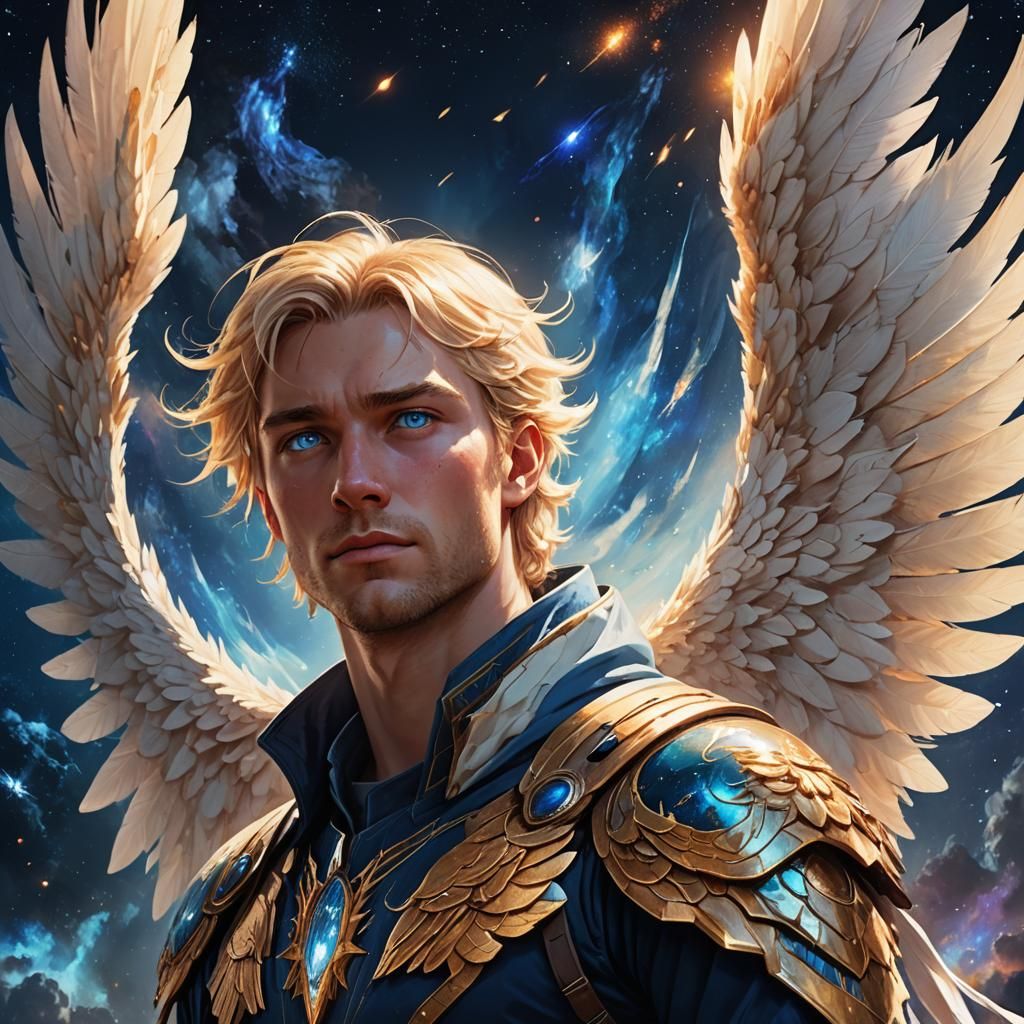 Winged Man Watches Earth, Digital Concept Art