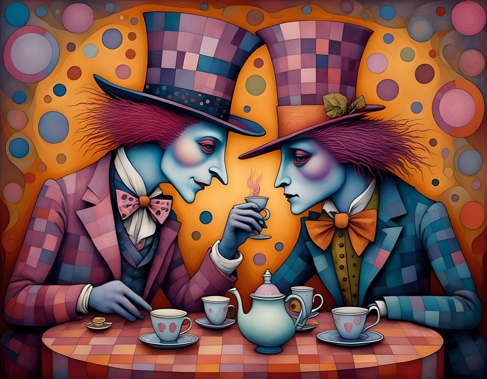 Mad Hatter and Alice Tea Party in Pastel Hues