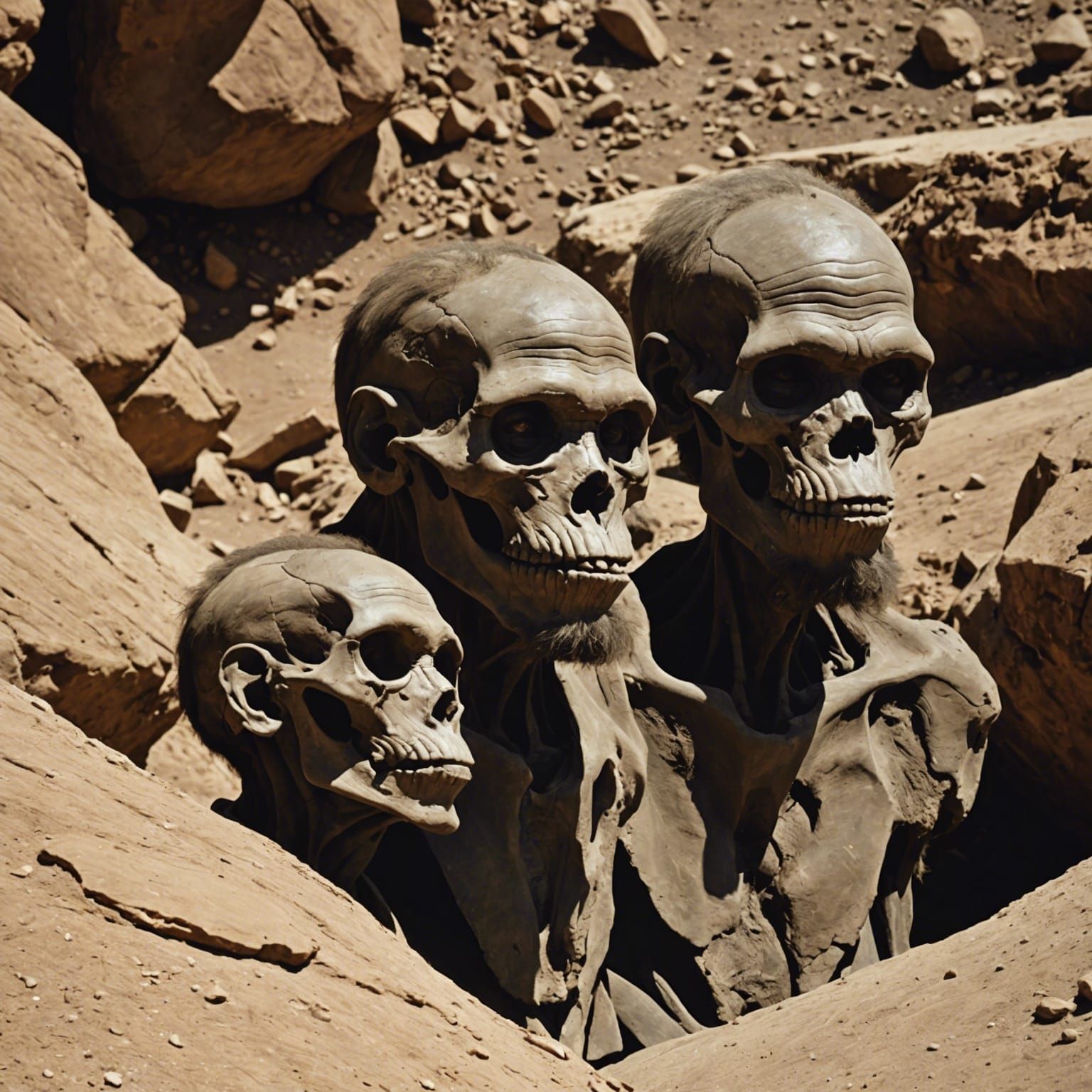Proto-humans near Olduvai Gorge, close-up