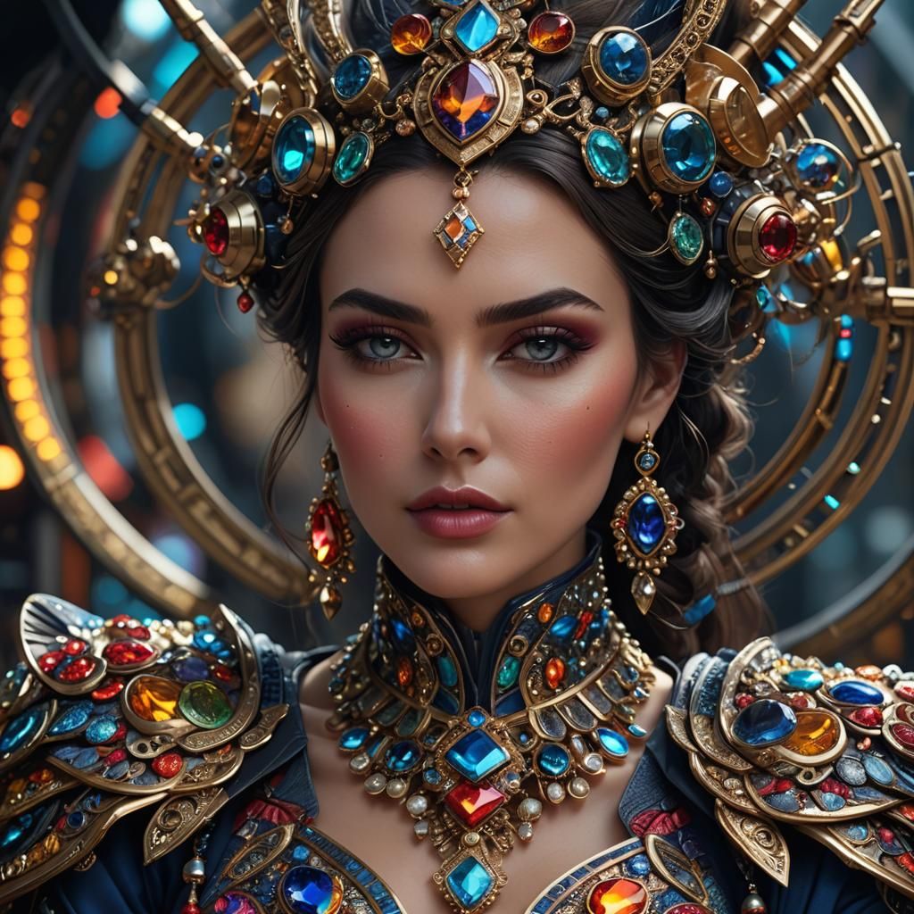 Beautiful Woman in Colorful Clothing: Hyperrealistic Portrai...