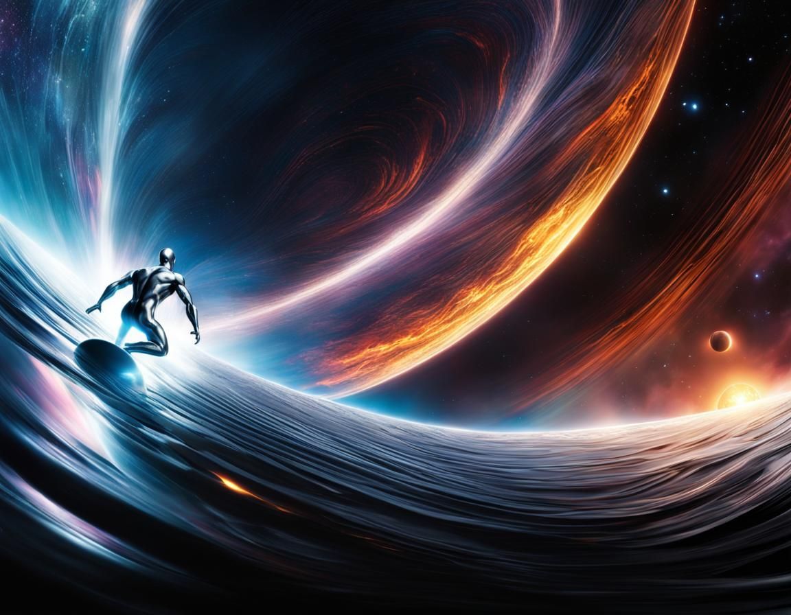 Silver Surfer Streaking by Black Hole
