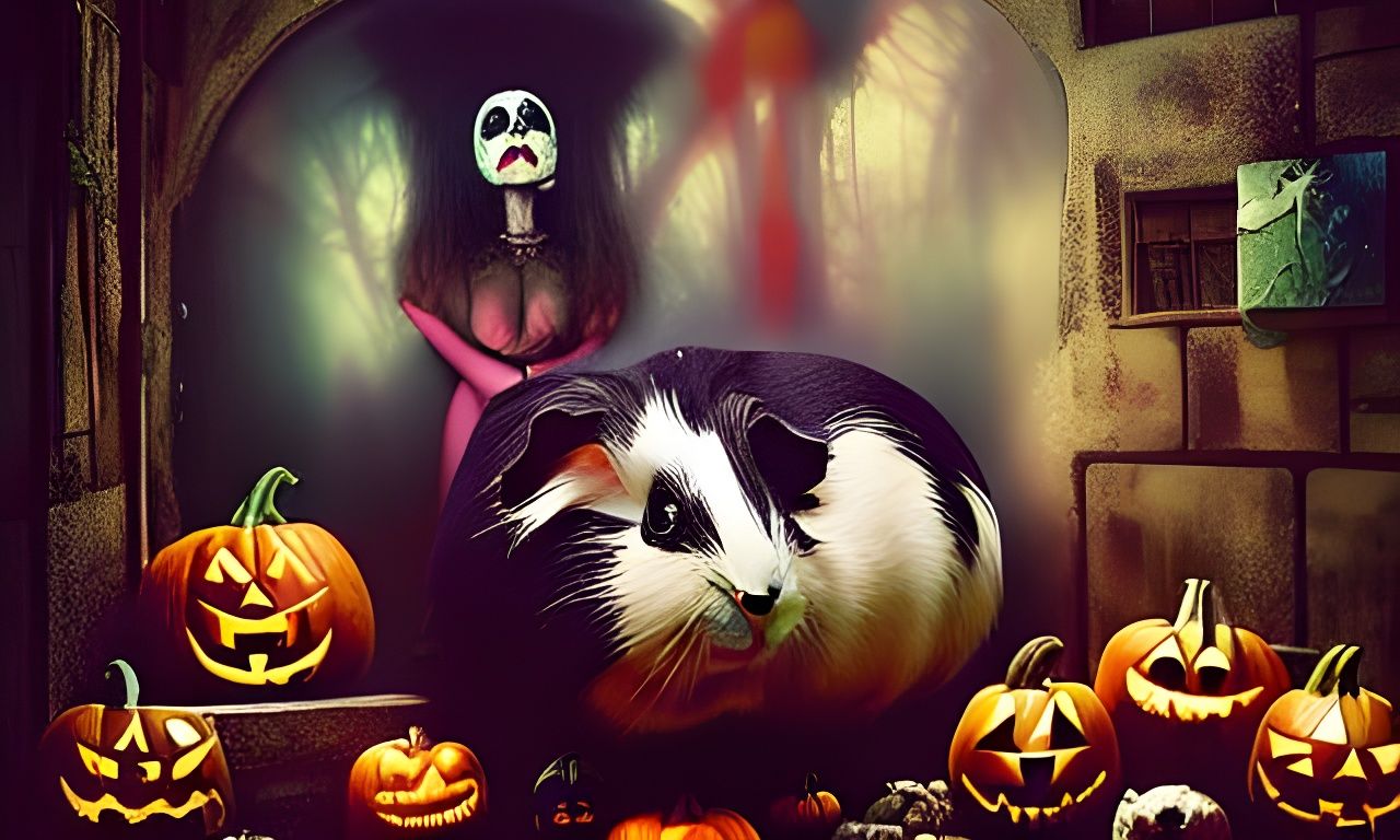 Halloween Guinea Pigs in Neosurrealist Style