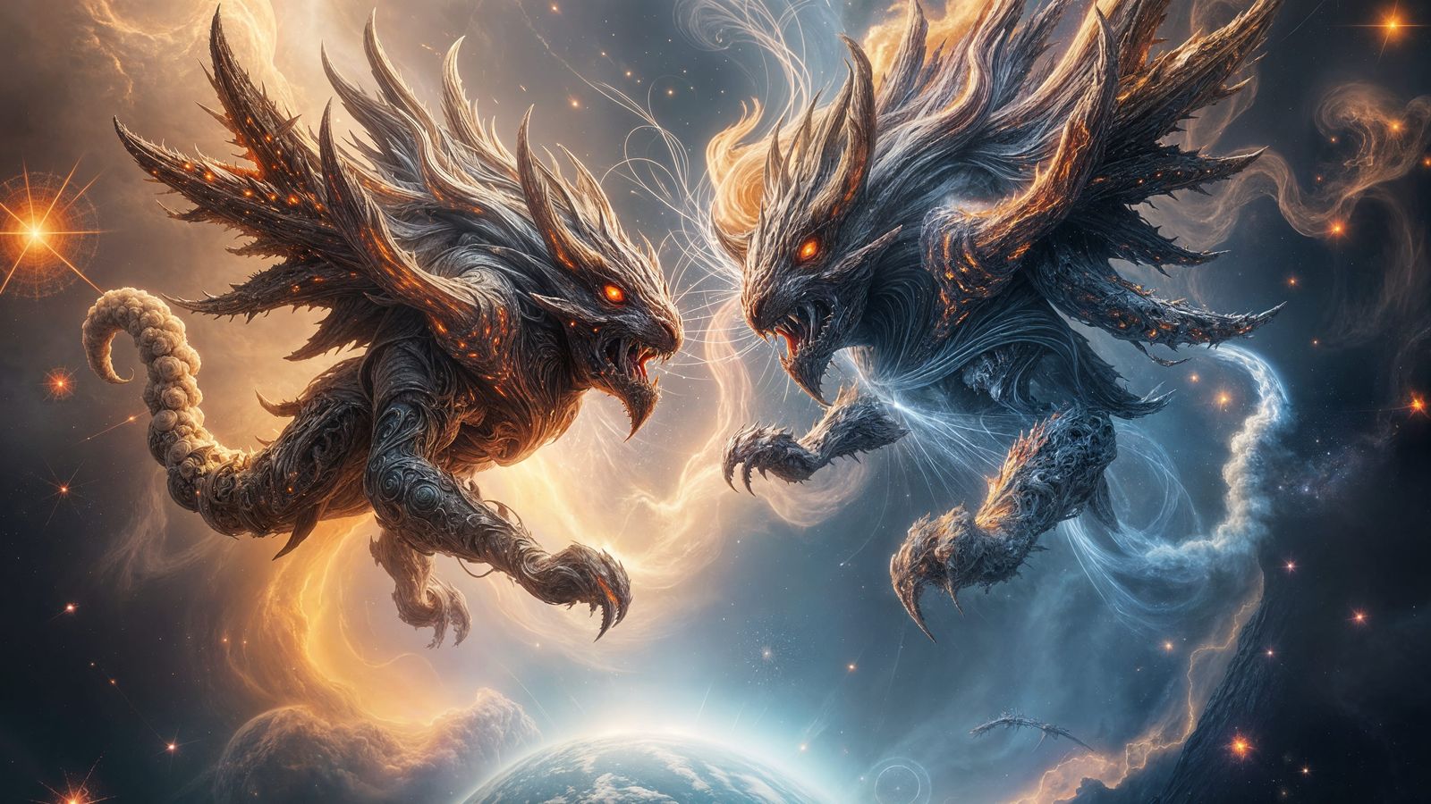 Fractal Gods Clash in Epic Celestial Battle
