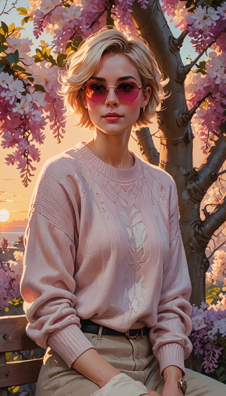 Woman in Sunglasses: Oil Painting in Hyperdetailed Style