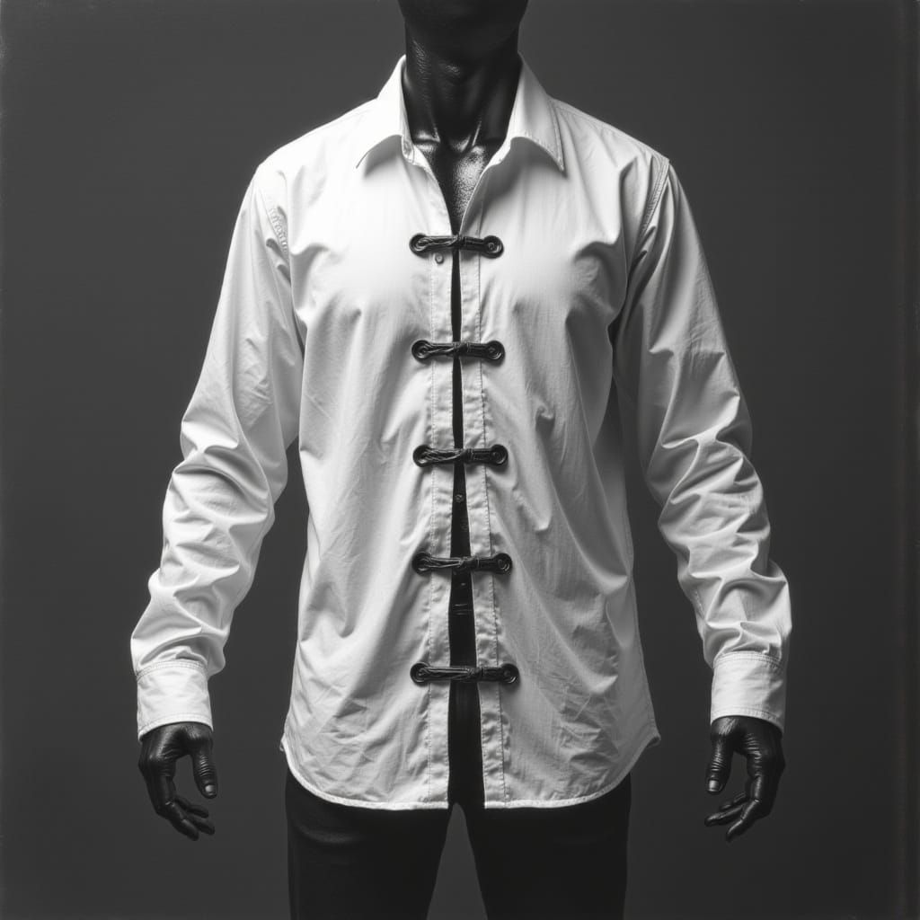 Detailed White Straight Jacket Front and Back View