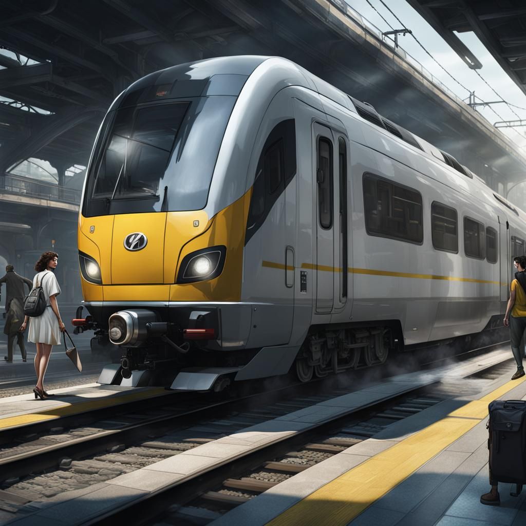 Train Station Departure: Hyperdetailed Digital Art