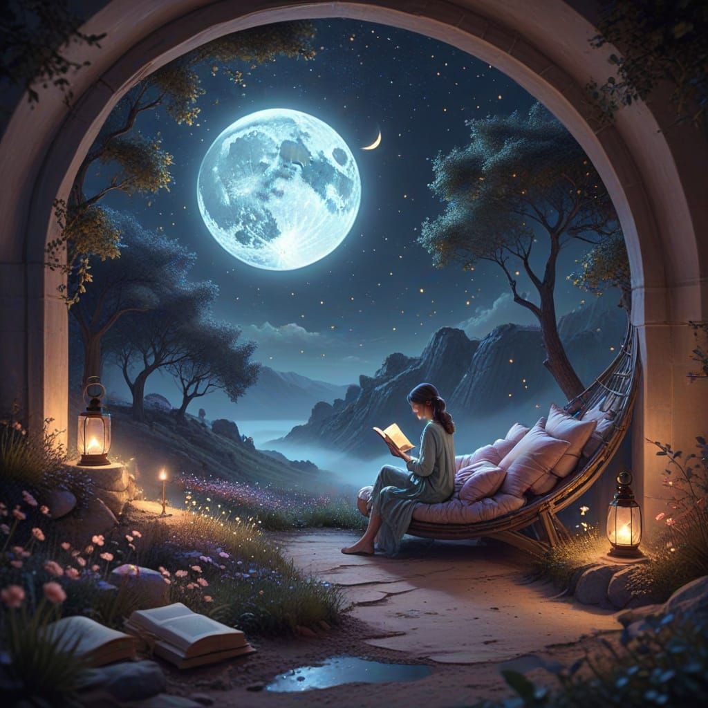 Cozy Moon Reading Nook in Pastel Colors