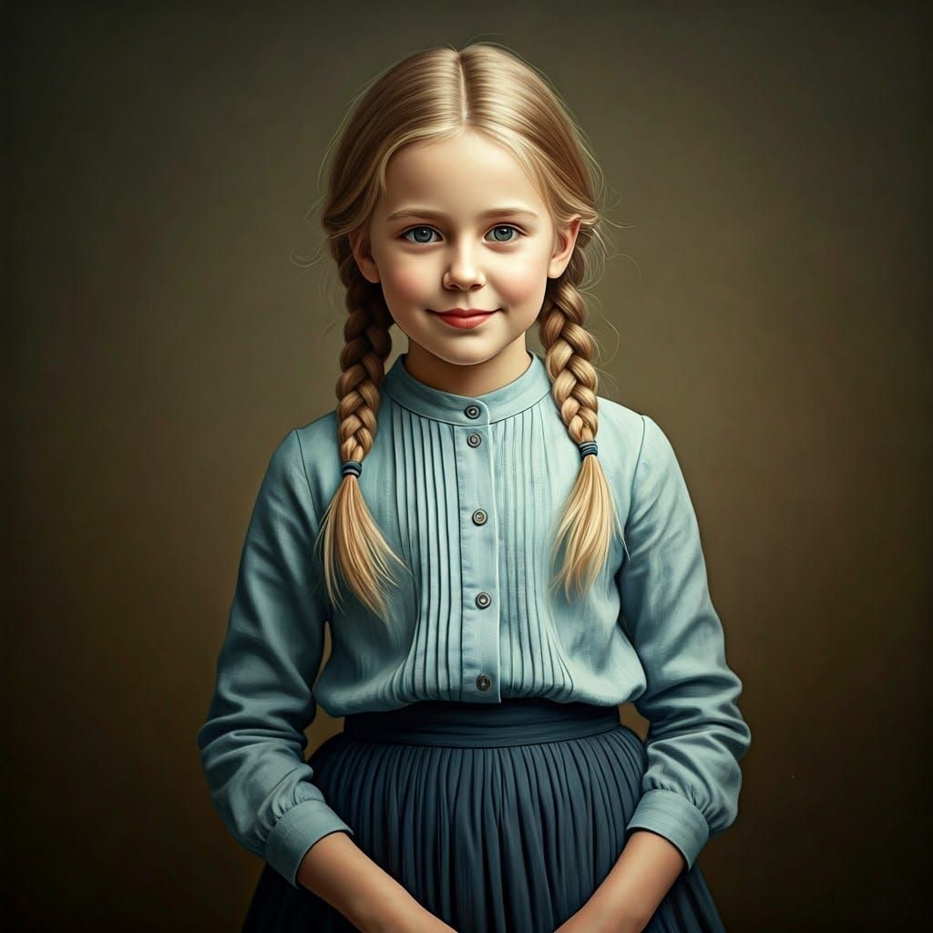Girl with Braids in Dreamlike Portrait