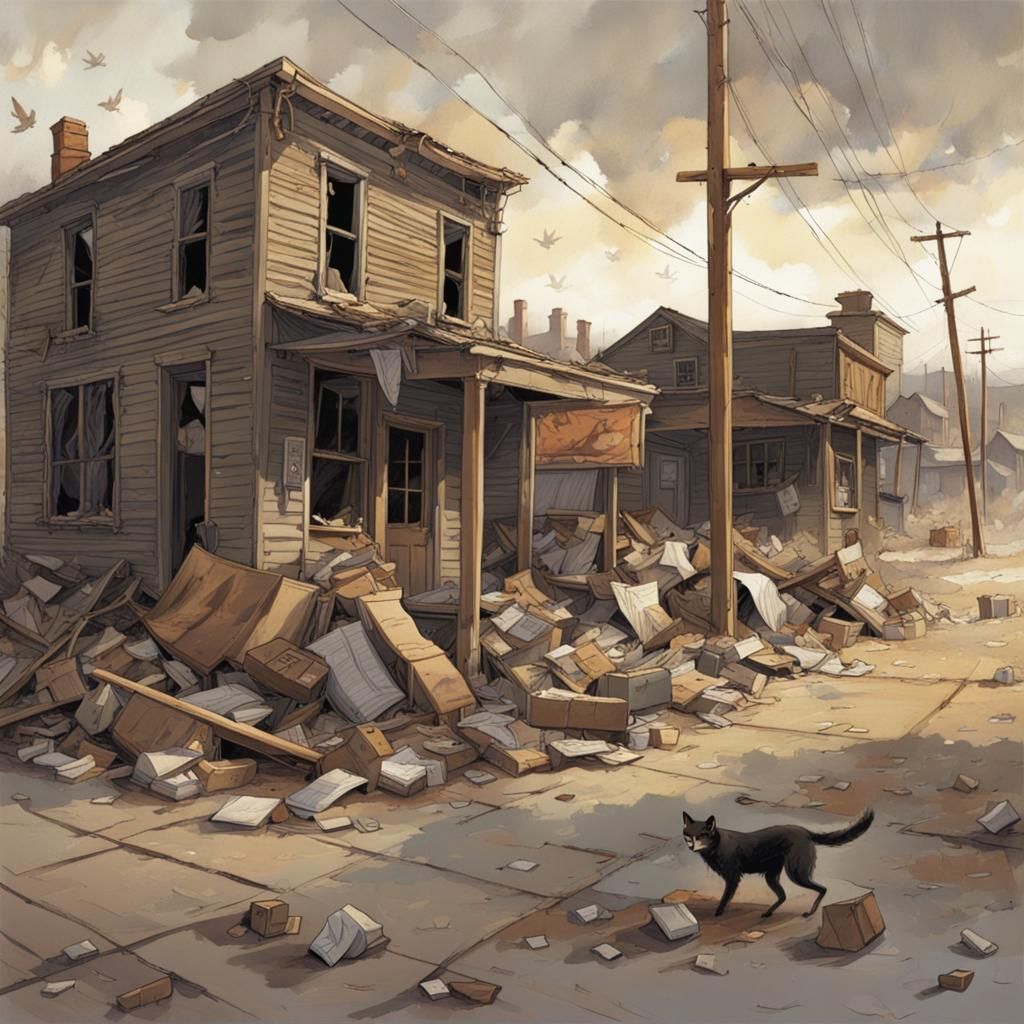 Sinister Ghost Town Landscape by Rutkowski