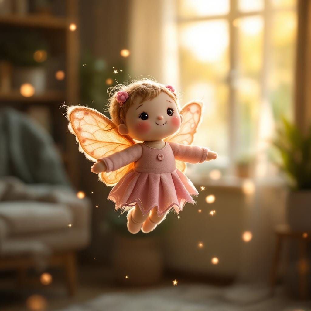 Plush Toy Fairy in Sunlit Living Room