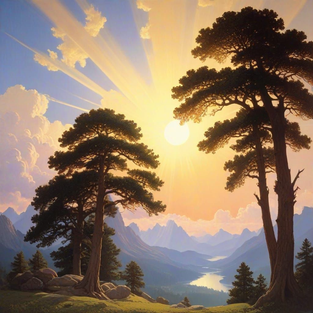 Luminous Crepuscular Rays in Glazing Style