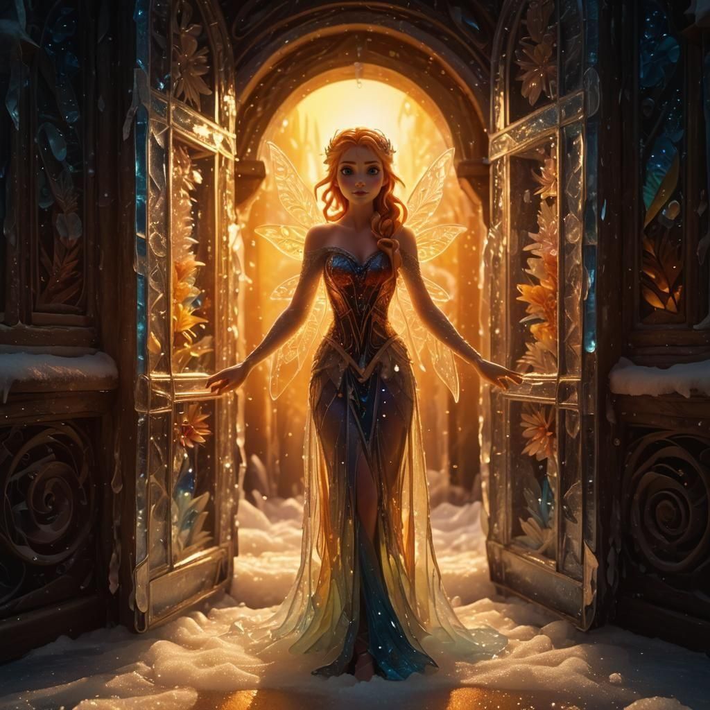 Psychedelic Frozen Fairy in Expressionist Quilling Style