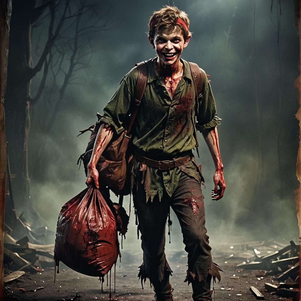 Sinister Peter Pan Portrait in Hyperrealistic 3D