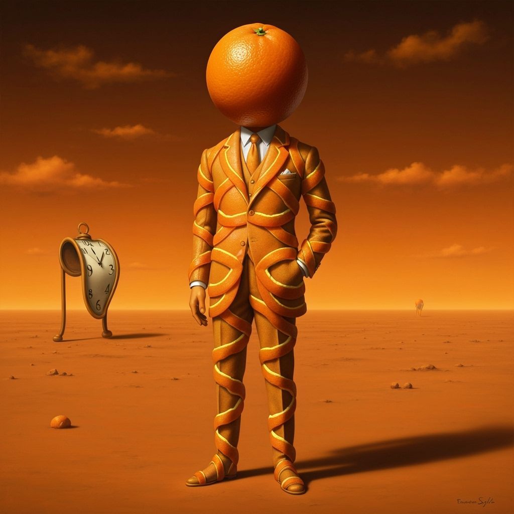 Orange man melting in time
