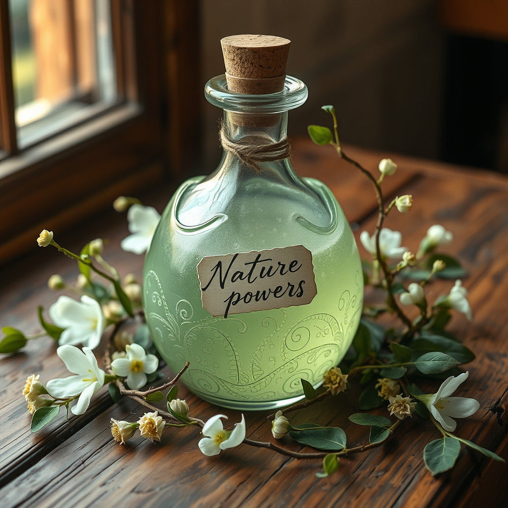 Nature Potion in Flower Flask, Rackham Illustration