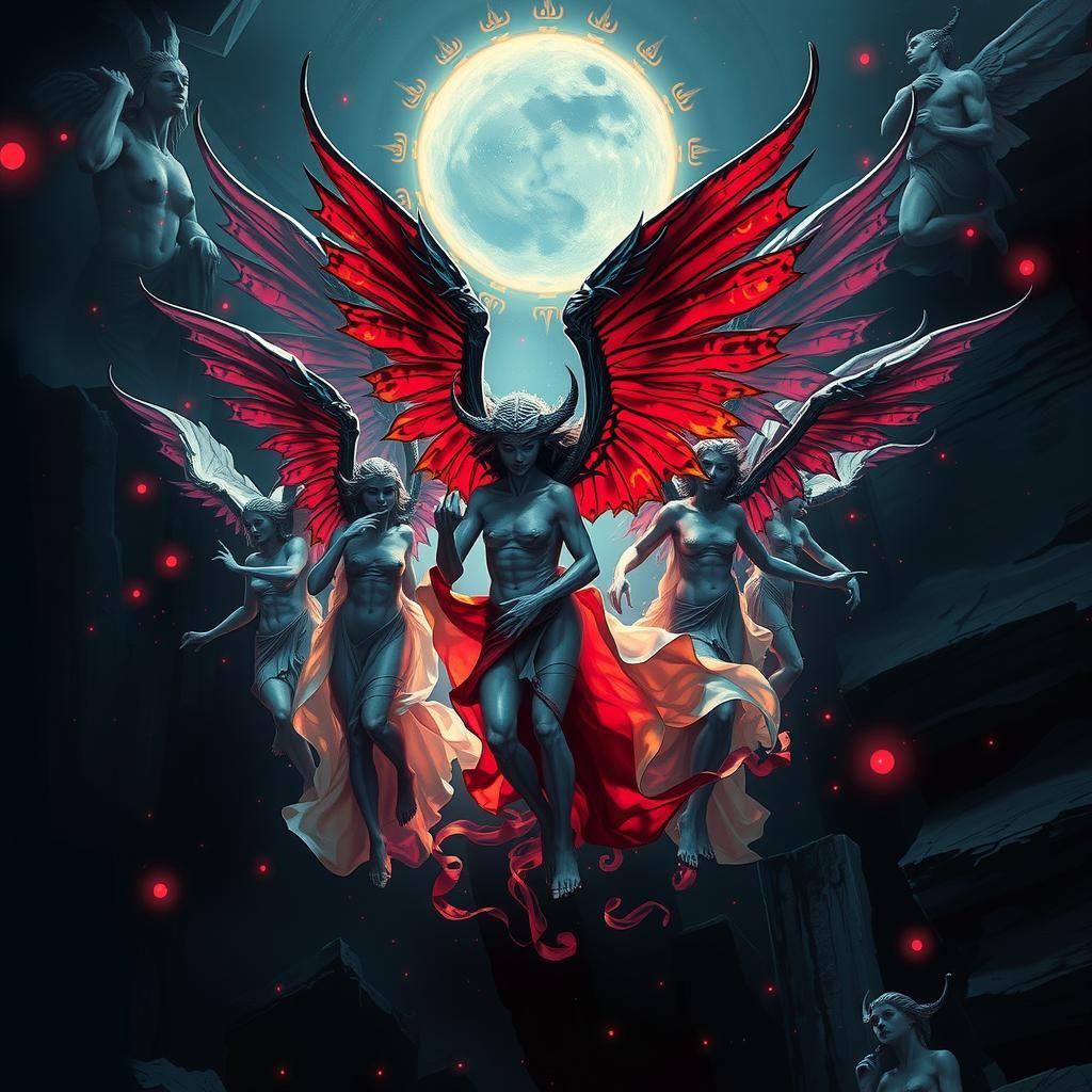 Diabolic Angels Dancing in Mystical Realm