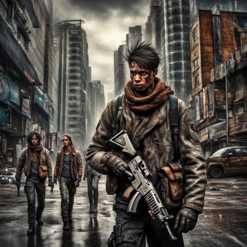 Hyperrealistic Street Survivor in Year 2280