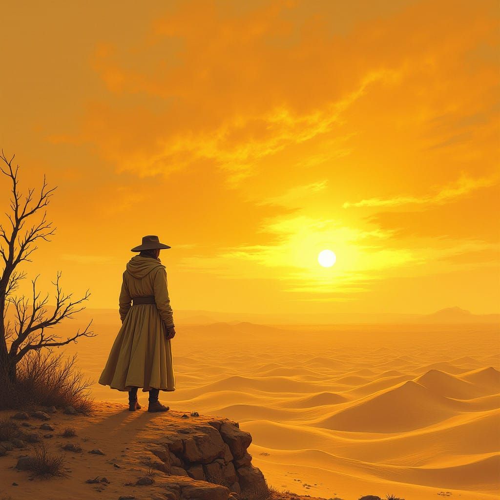 Ethereal Dunes of the Yellow Wastes at Sunrise