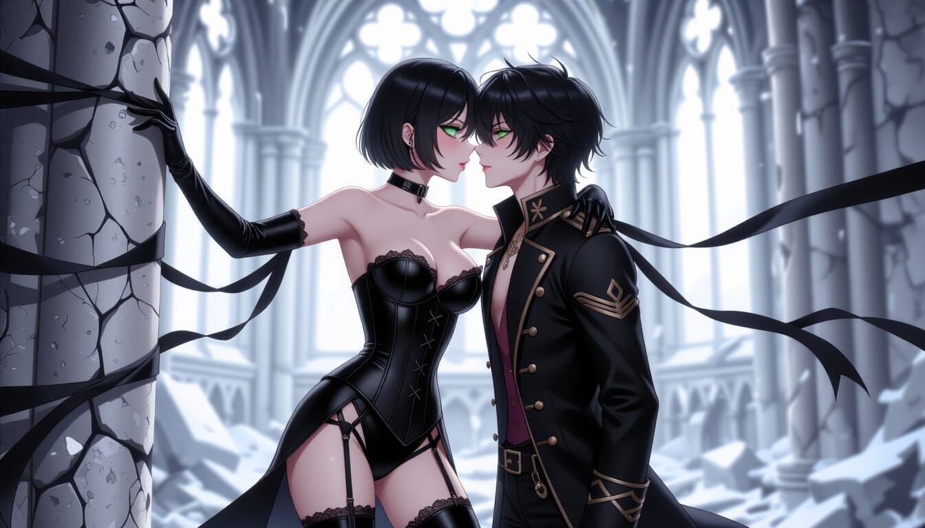 Romantic Anime Moment in Shattered Cathedral