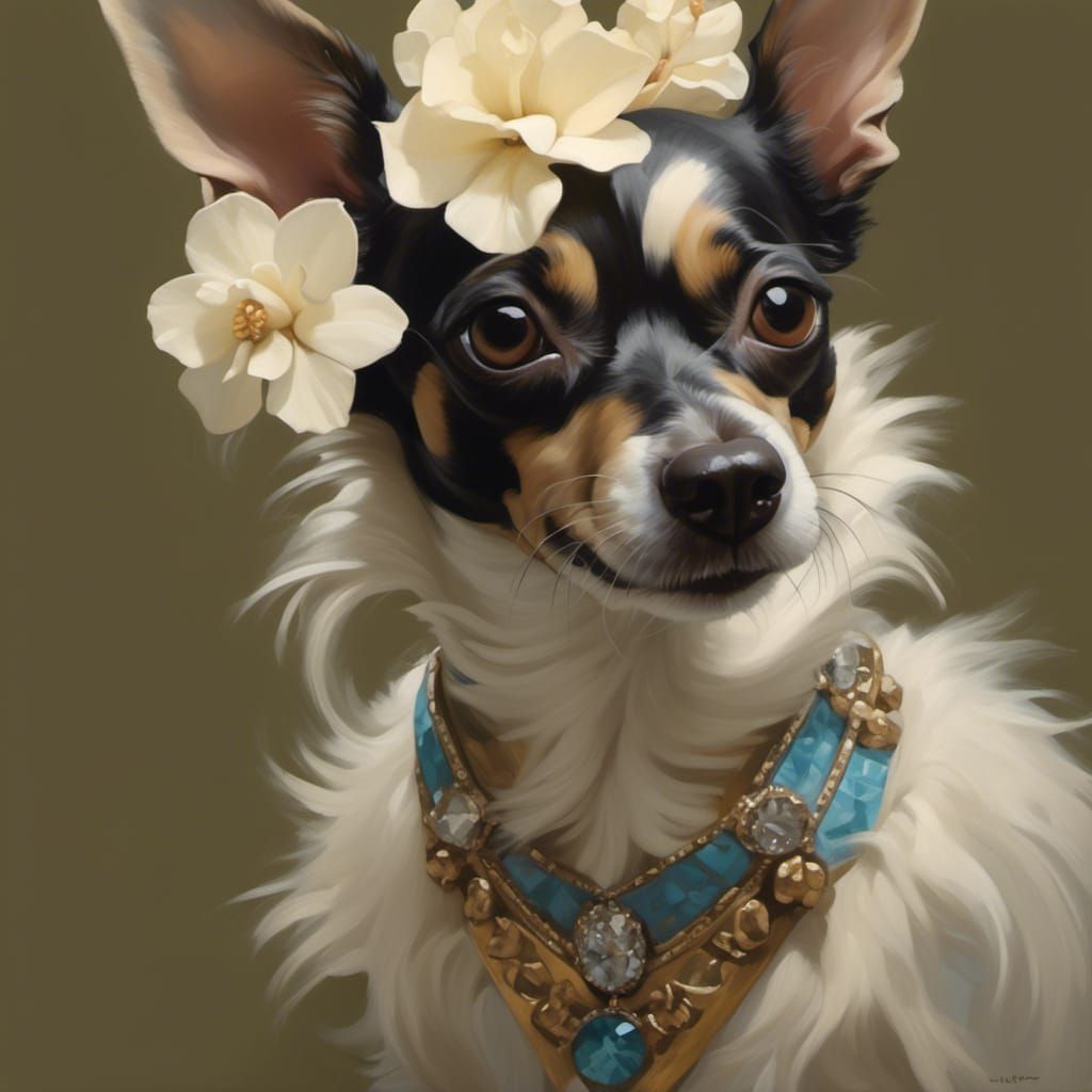Chihuahua and Jack Russell Terriers in Art Deco Style