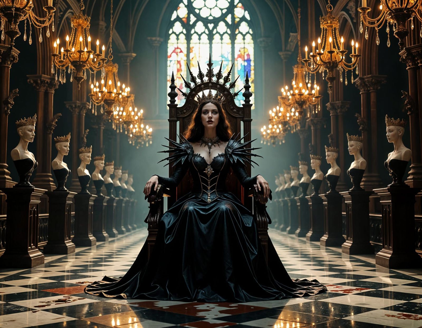 Gothic Queen of Decay in Shattered Throne Room