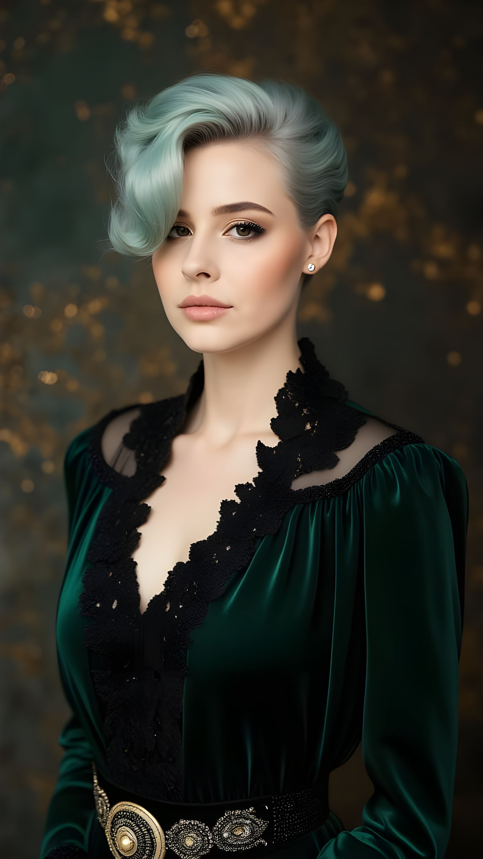 Stylized Portrait of a Woman in Vintage Gown
