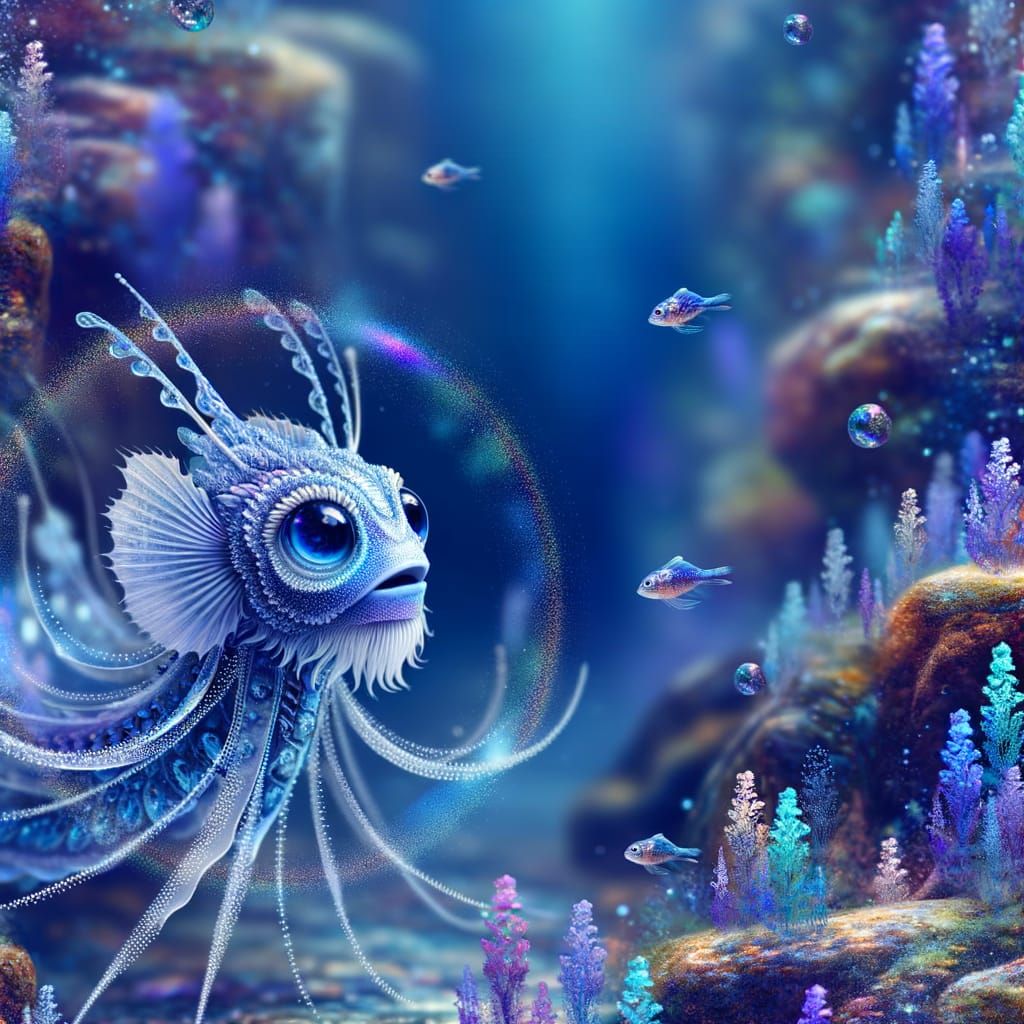 Enchanting Ballerina in Aquarium: 8-Dimensional Digital Art