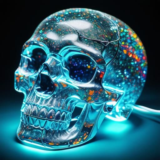 Crystal Skull Made of Wires in Sharp Focus