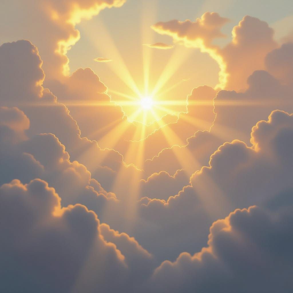 Divine Sunshine Beams Through Heavenly Clouds