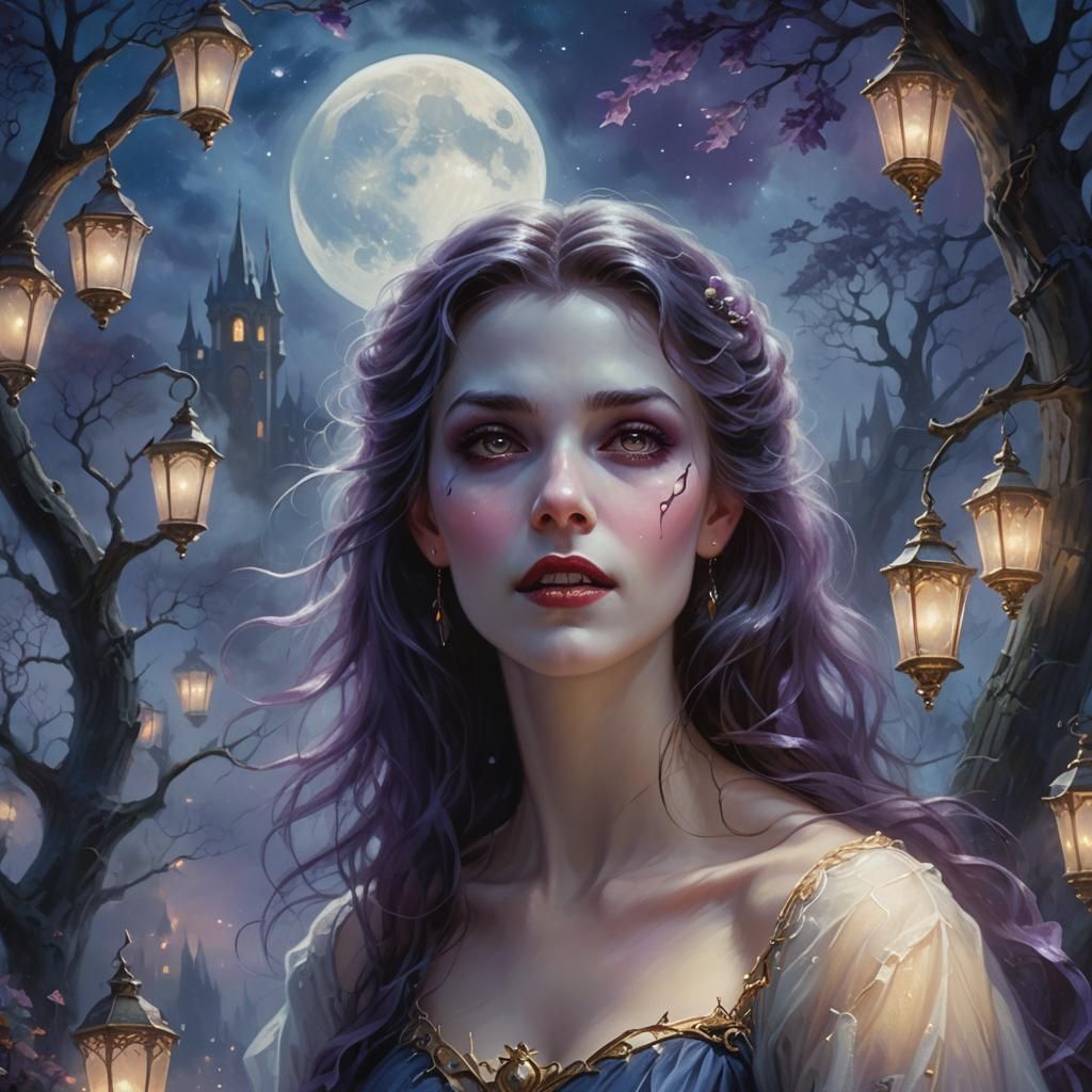 Ethereal Vampire Portrait in Dark Fantasy Style
