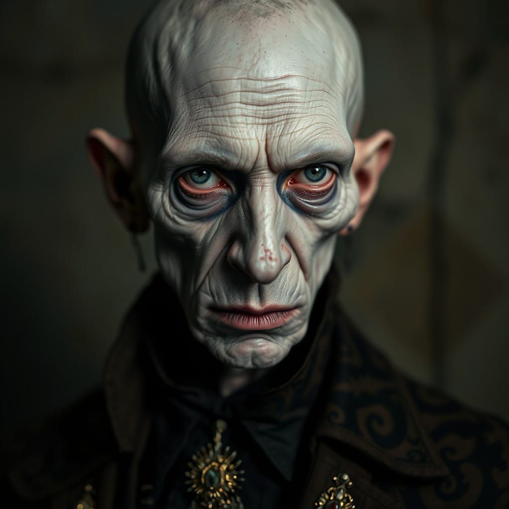 Haunting Portrait of a Corrupt Soul in Opulent Decay