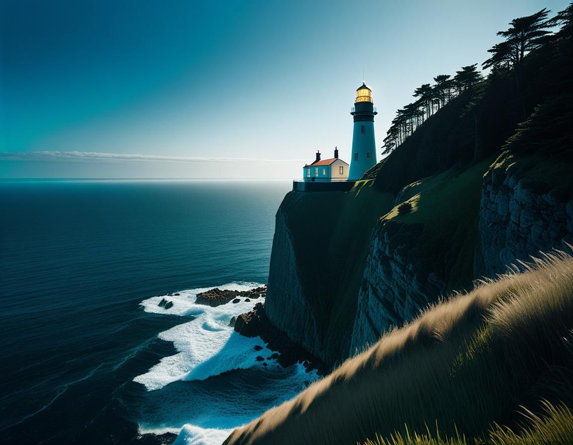 Lighthouse at Dawn in Comic Book Style