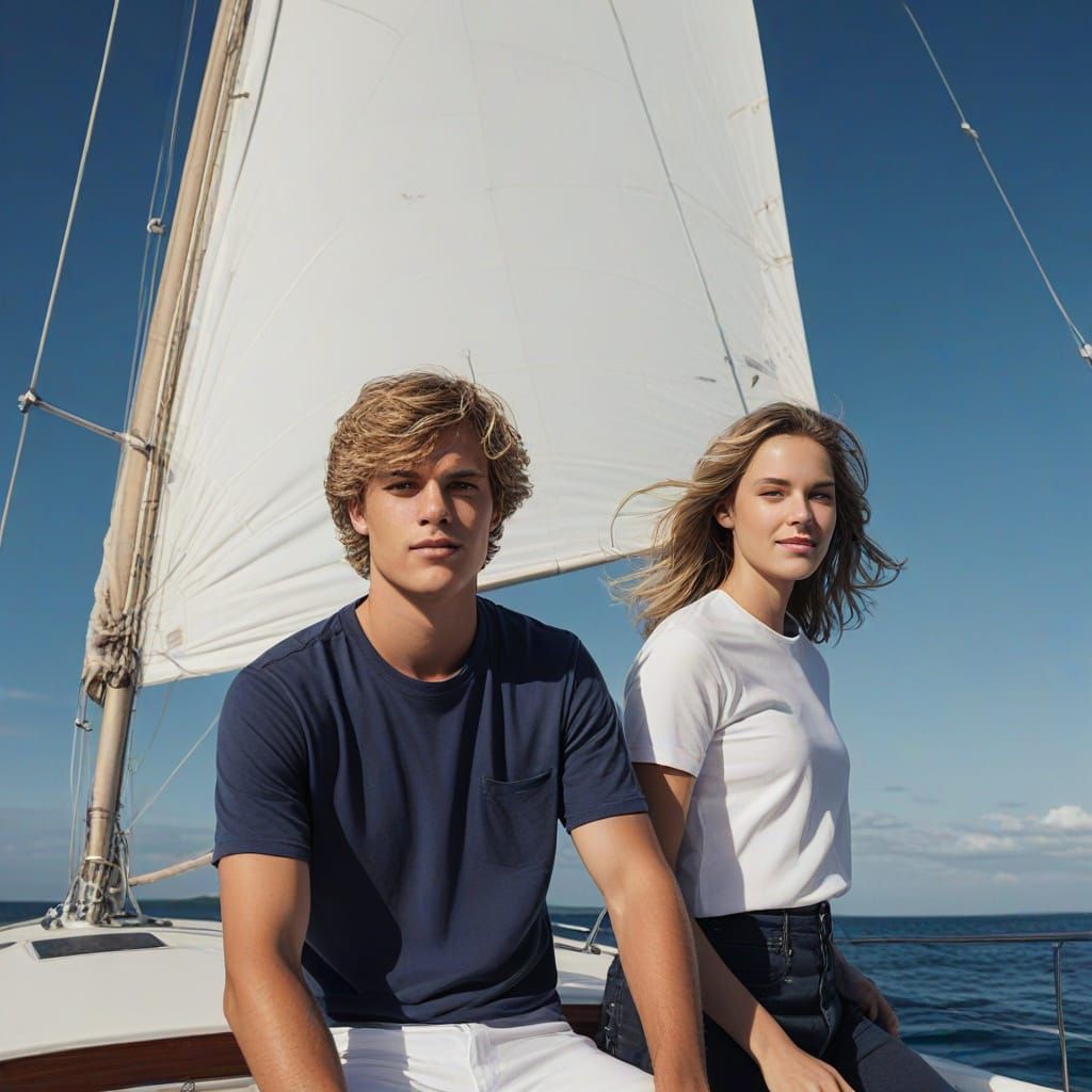 Sailors and Dolphins in Tropical Paradise