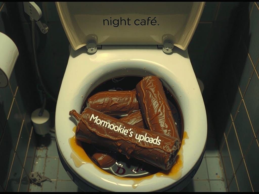 Overflowing Toilet 'Night Cafe' Etched Cinematic Film Still