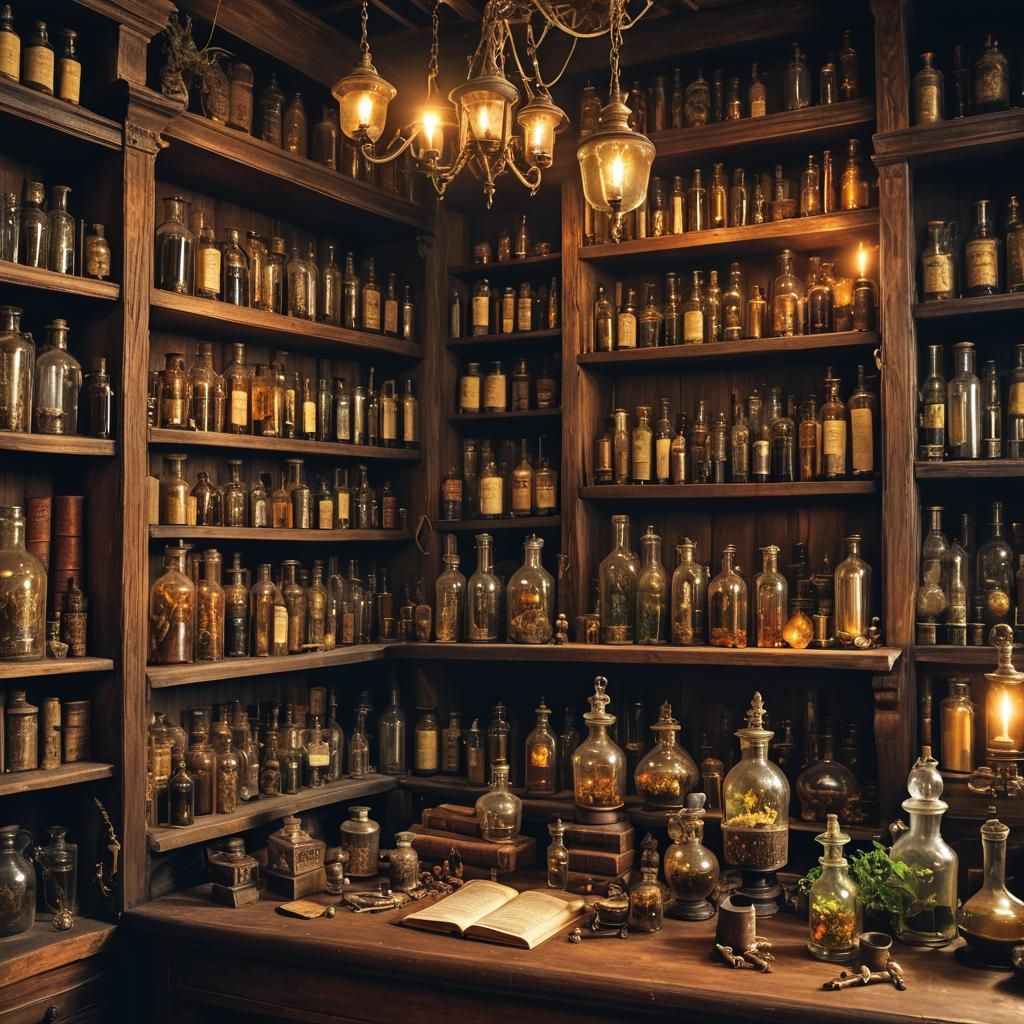 Mystical Apothecary with Ancient Artifacts