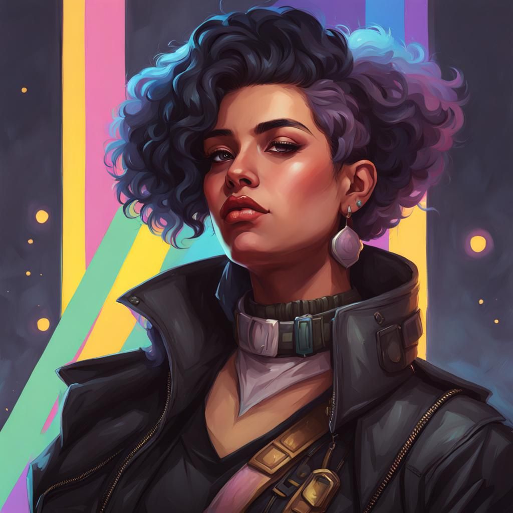 Concept Art Painting of a Nonbinary Lesbian