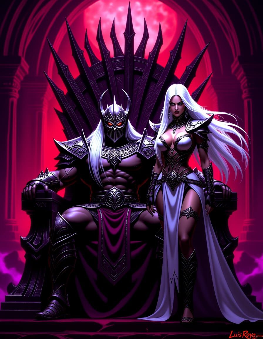 Dark Fantasy Portrait of Shao Kahn and Sindel in Luis Royo S...