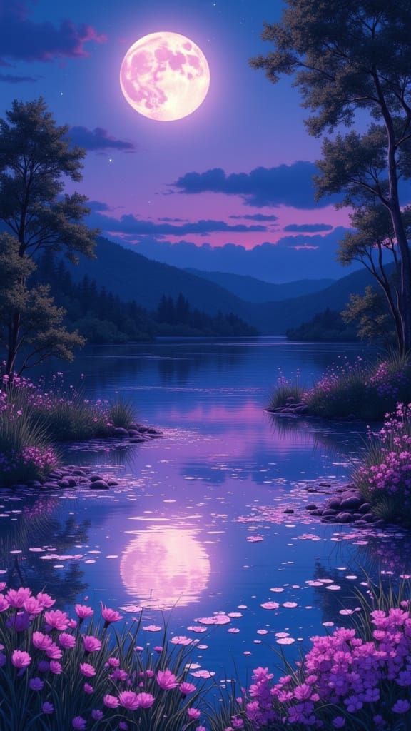 Moonlit Bloom in Vibrant Colors