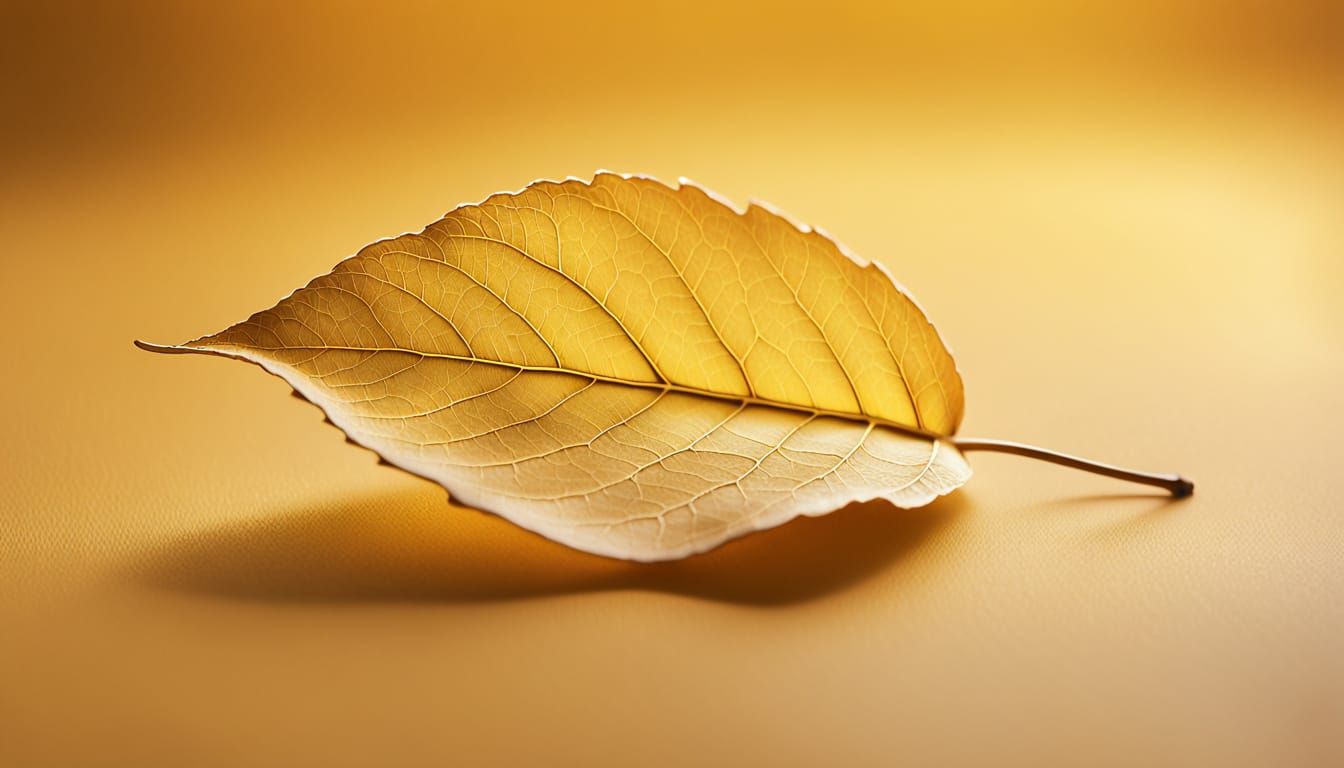 Minimalist Yellow Leaf Macro Shot with Soft Lighting