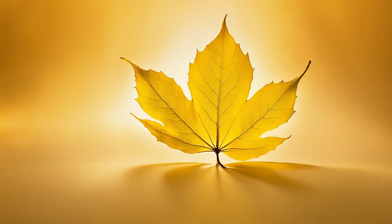 Minimalist Yellow Leaf with Ethereal Glow