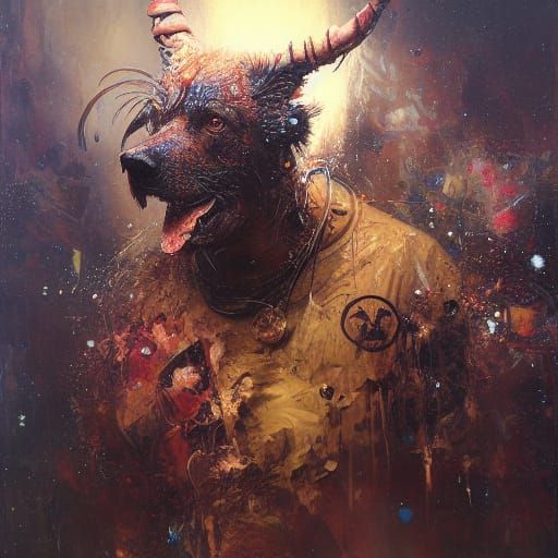 Menacing Mongrel in Oil on Canvas