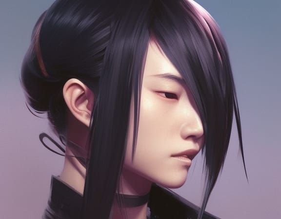 Ayame Portrait in Hyperdetailed Splash Art Style