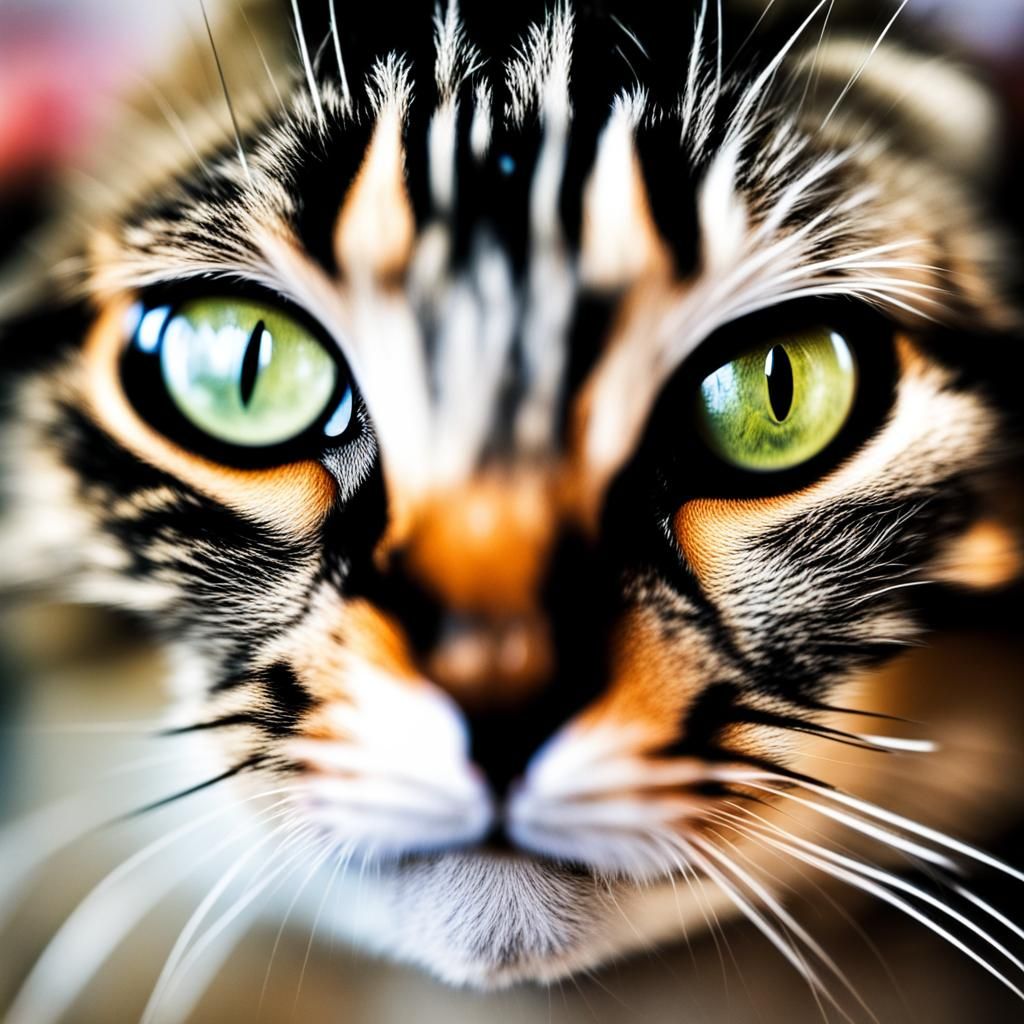 Realistic Cat Portrait with Colored Sclera