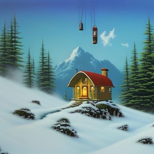 Snowy Mountain Home: A Thomas Kinkade Fantasy